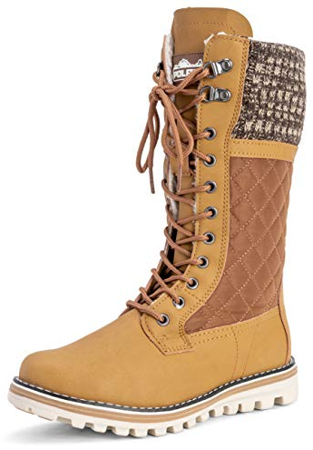 Polar Mujer Nieve Durable Al Aire Libre Térmico Invierno Calentar Impermeable Mitad De La Pantorrilla Botas - Tan - UK8/EU41 - YC0377