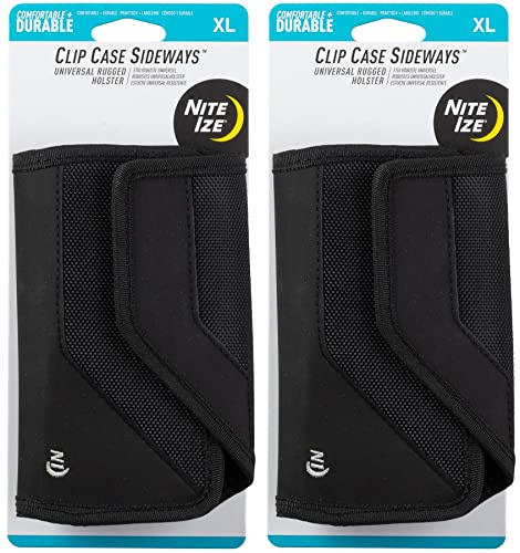 Nite Ize Clip Case Sideways Black XL Rugged Nylon Phone Holster (2er-Pack)
