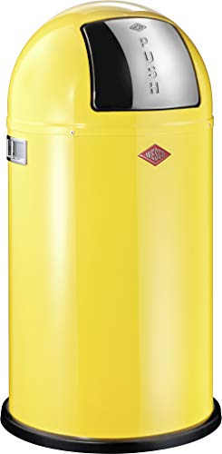 Wesco 175 831 Pushboy Abfallsammler 50 Liter Lemongelb 40 x 40 x 75.5cm (L/B/H), Edelstahl