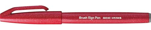 Pentel SES15C-B - Brush Sign Pen Faserschreiber, 10 Stück, rot