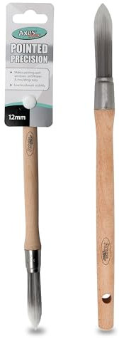 Axus Decor Pointed Precision Paint Brush (Grey Color) - 12mm - For All Sash Windows, Architraves & Mouldings, Smooth Finish, Eco-friendly Bamboo Handles, Anti-Rust Stainless Steel, Synthetic Filaments