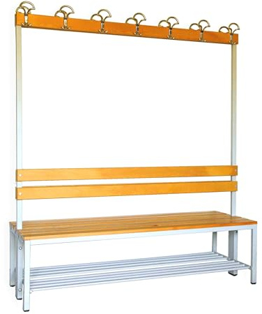 Szagato Garderobenbank mit Schuhrost 2-seitig Sitzbänke HxBxT 170x150x60cm | Made in Germany Belastbarkeit: 300 kg Umkleidebank Umkleide Garderoben Bank Umkleidesitzbank Fitnessstudio Fussball Tennis