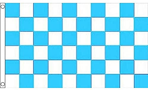 AZ FLAG Bandiera A Scacchi Azzurri E Bianchi 150x90cm - Bandiera Scacchiera Blu E Bianca 90 x 150 cm