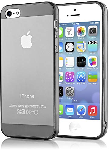 NALIA Handyhülle kompatibel mit iPhone 5 5S SE, Ultra-Slim Silikon Case Cover Schutzhülle Dünn Durchsichtig, Handy-Tasche Telefon-Schale Skin Back-Cover Etui Smart-Phone Bumper - Grau Transparent