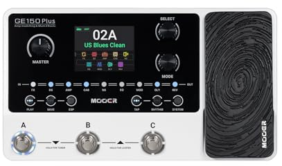 Mooer GE150 Plus Multi Effects Pedal für Gitarre | 55 Amp-Modellen, 170 Effekten, 80-Sekunden-Looper, Expression-Pedal und USB-C-Recording