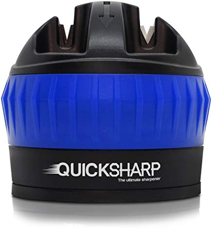 QUICKSHARP® Affilacoltelli con Ventosa - Il Modo Più Rapido e Sicuro per Affilare un Coltello – Risultati professionali in semplicità con una sola mano (Nero)