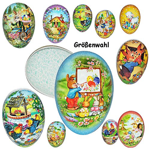 alles-meine.de GmbH 3 Stück Füll - Pappei 15 cm - bunt gemixt Osterhasen Küken Häschen - Osterei/Ei zum befüllen - Deko Pappe Papp Pappeier Dekoei Pappostereier Füllen