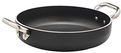 Pentole Agnelli ALSA2110SSPI32 Alblack Tegame con Maniglie, Alluminio, Nero, 32 cm