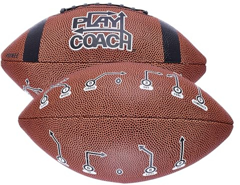 PlayCoach Youth Football, Junior Size with Passing Routes - Brown