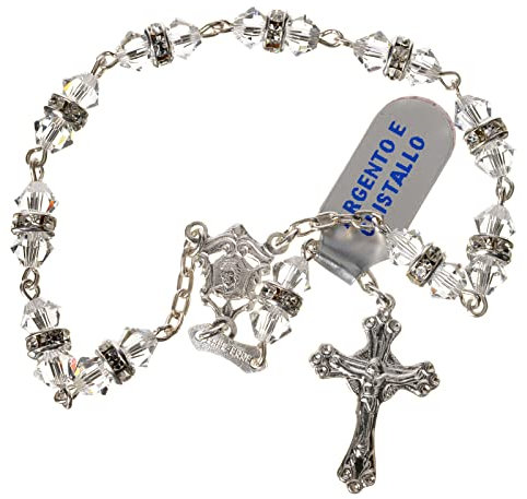 Holyart Zehner Rosenkranz Silber und transparenten Kristallen