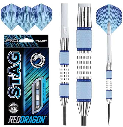 RED DRAGON Stag 28 Gramm Professional Tungsten Darts Set mit Flights und Schäfte
