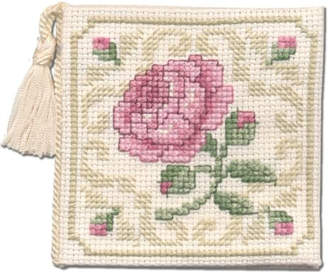 Textile Heritage Damask Rose Needle Case Cross Stitch Kit