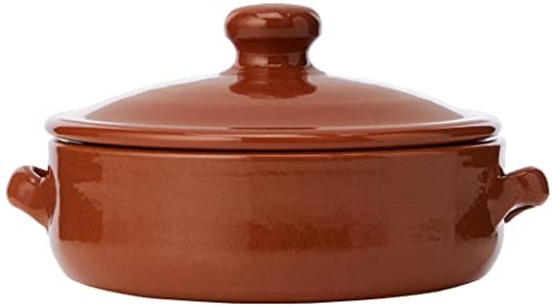Amazing Cookware Plat Profond en Terre Cuite Naturelle avec Couvercle 15 cm