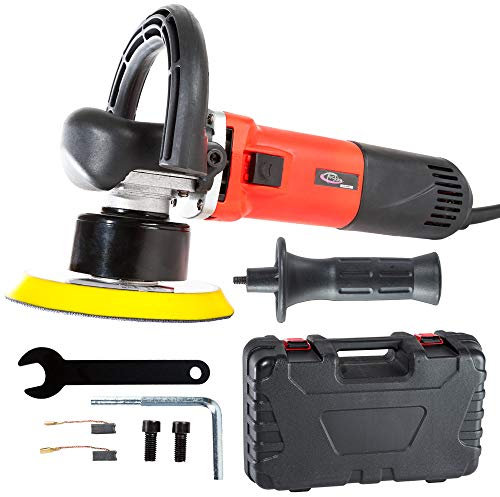 tectake® Profi Exzenter Poliermaschine, Autopoliermaschine, Schleifmaschine zum Kratzer Entferner Auto, Auto Poliermaschine, Autopflege Set, Glas Politur oder Metall Politur - 5-tlg.