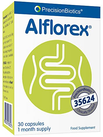 Alflorex Original - Daily Gut Health Probiotics Supplement with Unique Bifidobacterium Longum Bacteria Strain 35624 - Bacterial Cultures - 30 Capsules