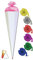 Schultüte - Rohling - Weiß/Pink - 85 cm - incl. Schleife - mit Holzspitze/Filzabschluß - Zuckertüte Roth - zum Basteln, Bemalen und Bekleben Bastelschultü