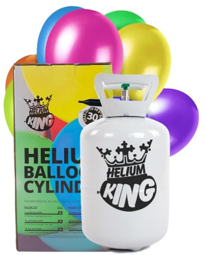Disposable Helium Gas Cylinder with 30 Balloons and Curling Ribbon included (Assorted, Single)