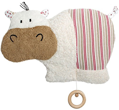 Efie Bio-Spieluhr Nilpferd – 100 % Baumwolle (kbA), Füllung aus Schurwolle (kbT) – handgefertigt in Deutschland – GOTS-zertifiziert - nachhaltig - Melodie Mozart (Schlafe mein Prinzchen schlaf ein)