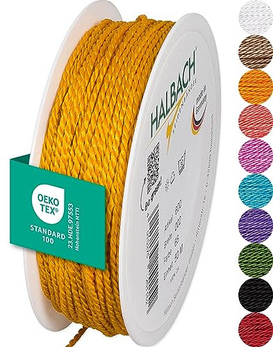 Halbach Seidenbänder Premium Kordel (orange) | Breite 2mm Länge 50m | Made in Germany & Öko-Tex Zertifiziert | glänzende Satinkordel aus Acetat