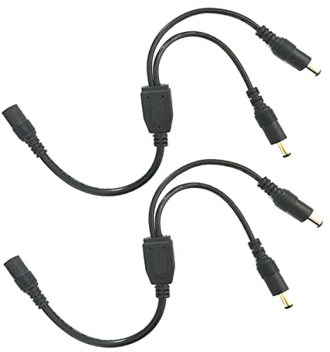 LitaElek 2pcs 22AWG DC Verteiler Kabel 5,5mm x 2,1mm Splitter 1 zu 2 Buchse Stecker LED Streifen Verbinder CCTV Kamera Anschlusskabel Adapter für LED Strip und Andere 5V-24V Geräte