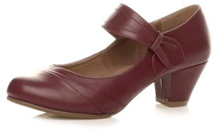 AJVANI Womens Ladies mid Heel Mary Jane Strap smart Work Comfort Court Shoes Size