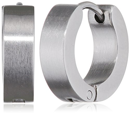 Klassische Creolen Ohrringe Ohrhänger Silber Matt. Klapp-Creolen Edelstahl 4mm breit. Ohrschmuck für Damen und Herren 2 Stück (1 Paar)