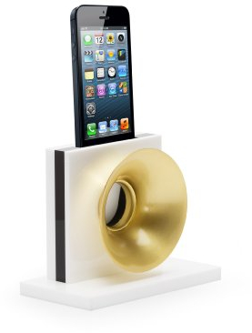 Argenesi Sound Mini 0.01272 - Amplificador de Sonido para iPhone 4/4S/5/5S, Color Blanco y Dorado