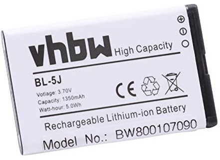 vhbw Li-Ion Akku 1350mAh (3.7V) kompatibel mit Smartphone Handy Telefon Doro Primo 365, JBL MD-51W, Play Up, Siemens Gigaset SL930, Telekom Speedphone 701