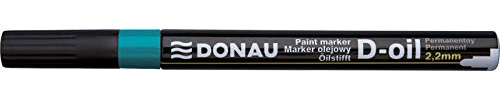 DONAU 7368001PL-06 Ölmarker D-OIL Rundspitze 2,2 mm Ölbasis Permanent Marker, Farbe: Grün / Wasserdichte Tinte Papier/ Filzschreiber für Plastik Metall Holz Glas/ Schreibt auf Fast Jeder Oberfläche