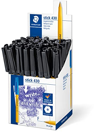 Staedtler 430 F-9CP5 Stick Fine Ballpoint Pen - Black, Pack of 50