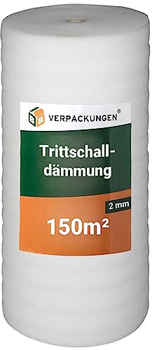 BB-Verpackungen 150 m² Trittschalldämmung (2 mm stark, sehr gute Schall- und Wärmedämmung) - Sets zwischen 50 m² und 500 m²