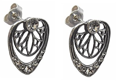 Ohrstecker Ohrringe 925 Silber facettiert geschliffene Schmuckkristalle Jugendstil