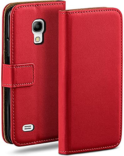 moex Book Case für Samsung Galaxy S4 Handyhülle mit Kartenfach, Hülle klappbar 360 Grad Schutzhülle, Klapphülle Flip Case Cover, PU Leder Handytasche Lederhülle, Rot