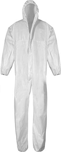 normani 1-10 Stück Einweg Schutzanzug Overall aus Polypropylen mit Kapuze und Reißverschluss [Gr. M-XXXL] Farbe 1 Stück Größe M