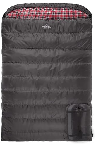 Teton Mammoth, 20 Degree Double Sleeping Bag, A Warm Bag The Whole Family can Enjoy. Great Sleeping Bag for Camping, Hunting and Base Camp. Compression Sack Included