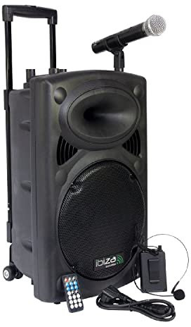 Ibiza Sound - Enceinte Public Adress Mobile MP3 Karaoke 700W + 2 mic PORT12-VHF