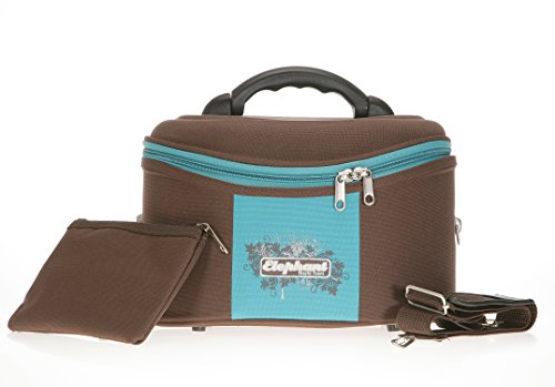 BEAUTYCASE ELEPHANT - SPEAR Kulturtasche Schminkkoffer Kosmetikkoffer mit Extra Polstertasche Braun TÜRKIS