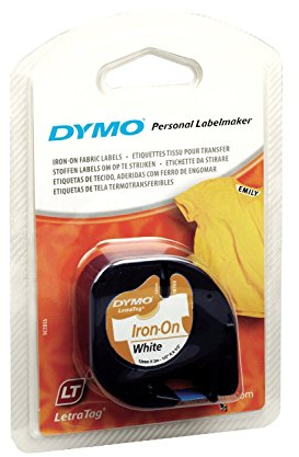 Dymo Set 5 Kassetten Band LetraTag Textil bügelbar 12 mm x 2 m schwarz auf weiß