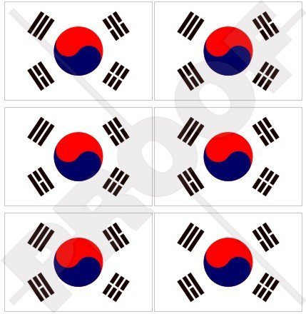 Corea del Sur Bandera daehan minguk hanguk coreano 40 mm (1,6 ) Mobile teléfono celular Mini de vinilo pegatinas, calcomanías x6