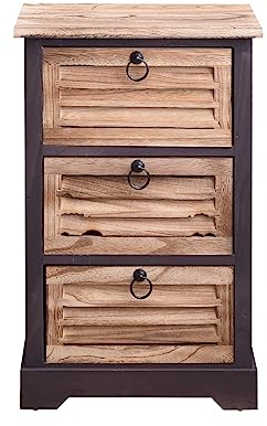 Rebecca Mobili Comodino bagno, cassettiera con 3 casetti, legno scuro, per arredo camera bagno casa - Misure: 63 x 40 x27 cm (HxLxP) - Art. RE4549