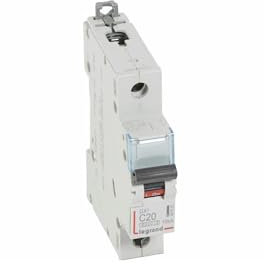 407655 Disjoncteur unipolaire 20A - 1P Courbe C - 6/10kA - À vis - Legrand DX3