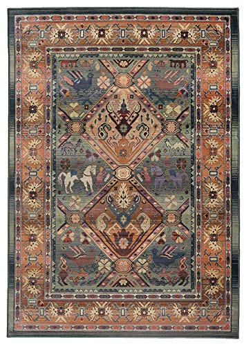 Klassischer Orientteppich mit Vintage-Effekt | sehr robust und strapazierfähig | 120 x 180 cm; Farbe: Grün | THEKO die markenteppiche - Gabiro