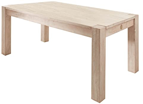 MASSIVMOEBEL24.DE Massivmöbel Akazie Esstisch 160x90 Holz Möbel massiv Nature White #104 getüncht