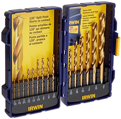 Irwin Tools 4935607 - Juego de brocas de acero de alta velocidad con revestimiento de titanio (15 piezas)