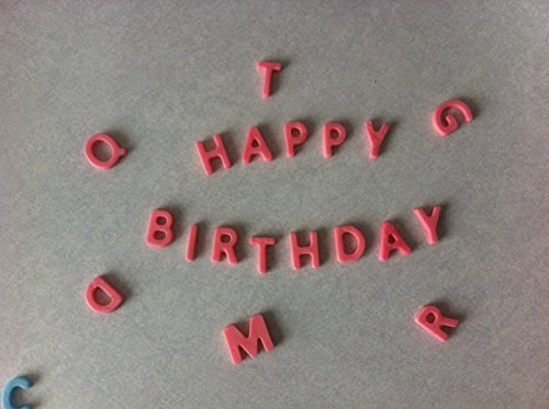 Edible Letters Cupcake Cake Toppers - Decorations for Weddings. Up to 30 Letters (Baby Pink)
