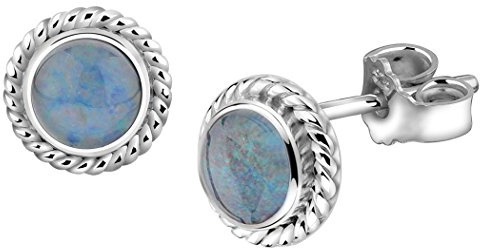 Nenalina Ohrstecker 925 Silber Damen Ohrringe rund mit Geburtsstein Opal | Triplette bunt für Frauen und Mädchen