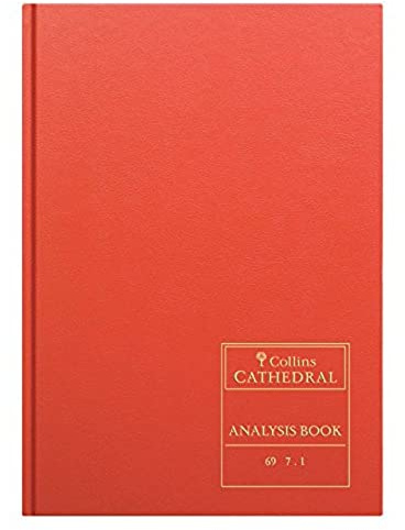 Collins Debden Ltd 060378 69 Series Cathedral A4 Analysis Book, 7 Cash Columns, 96 Pages, Red 1
