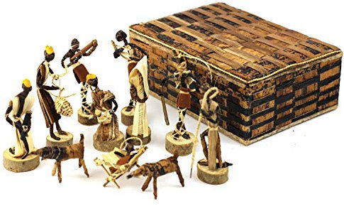 Krippen-Set, handgefertigt in Kenia aus Bananenfaser.