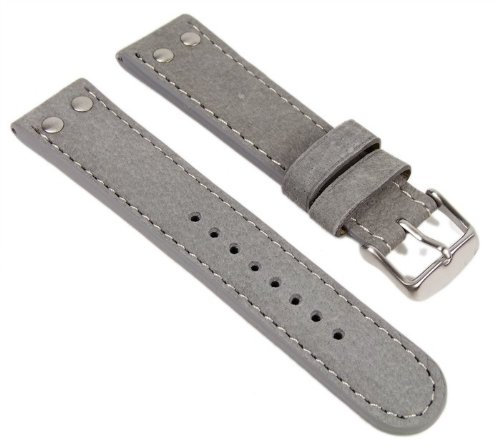 Herzog Wasserbüffel Uhrenarmband Leder 22mm Grau 954522S