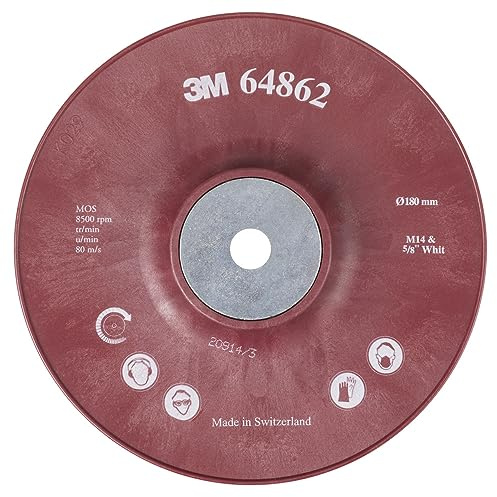 3M Hochleistungsstützteller gerippt, rot, 180 mm, M14, gerippt, sehr hart